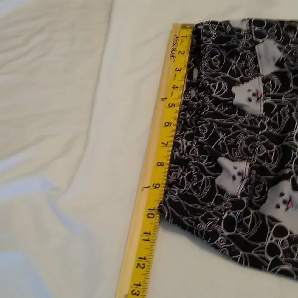 Justice Girls Black small puppy Leggings Full Length Elastic Waist Size 12